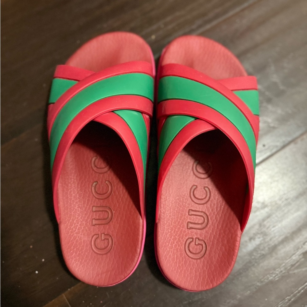Gucci Vibrant Red and Green Slides